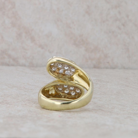 14k Yellow Gold Bypass Diamond Cluster Ring - image 3