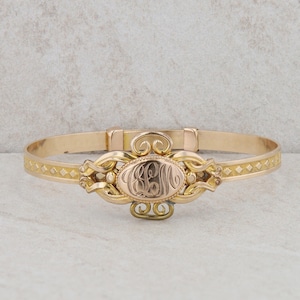 Gold Plated Children&#39;s Engraved Detailed Bangle Cuff 10.20g