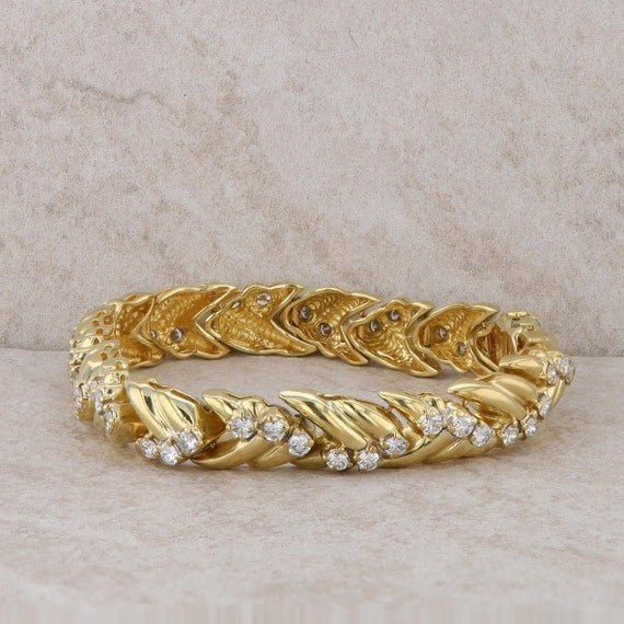 18k Yellow Gold Fashion Diamond Bracelet 43.10 Gr… - image 2