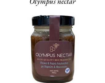 Miel grec 100 % miel de caroube et de noisette (de la montagne des dieux, l'Olympe)