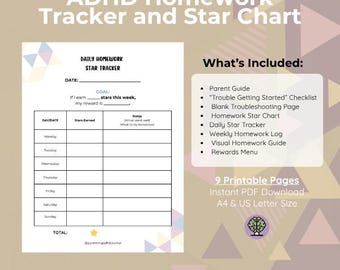 ADHD Homework Routine Chart for Kids | Visual Schedule & Reward System ...