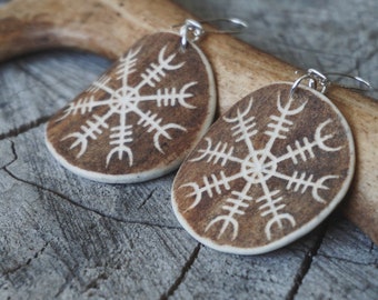 Big "Helm of Awe" Reindeer Antler Earrings