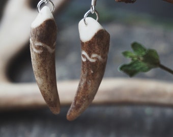 Boucles d'oreilles pointes en bois de renne