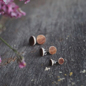 Small Handmade Stud Earrings made of Reindeer Antler & Sterling Silver.