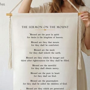 The sermon on the mount scripture Wall Hanging Tapestry - Bible Wall Art - Vintage Wall Art Scroll - Chrstian Gifts - Chrstian Decor
