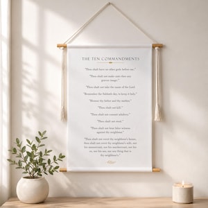 The Ten Commandments Wall Hanging Scroll - Bible Wall Art - Vintage Wall Art Scroll - Gift for Men and Women - Wedding Gift - Tapestry