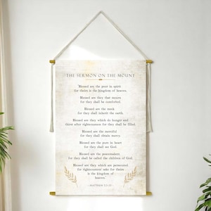 The sermon on the mount scripture Wall Hanging Scroll Tapestry - Bible Wall Art - Vintage Wall Art Scroll - Chrstian Gifts - Chrstian Decor