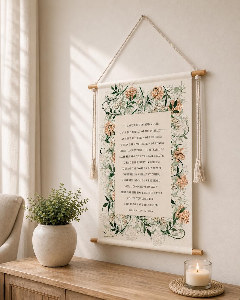 Ralph Waldo Emerson Quote Wall Hanging, to Laugh Often and Much ...
