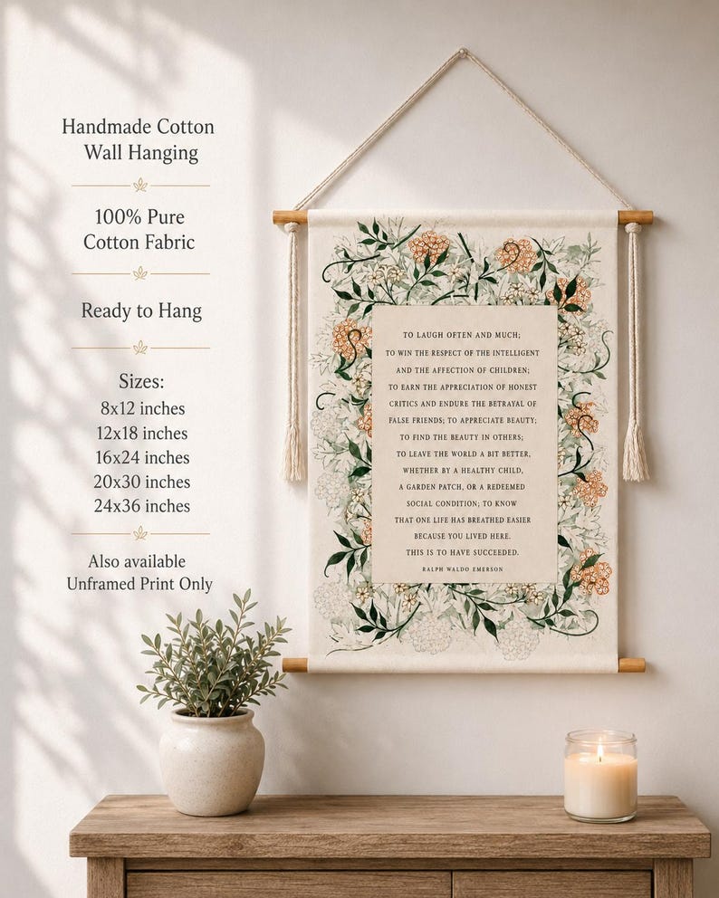 Ralph Waldo Emerson Quote Wall Hanging, to Laugh Often and Much ...