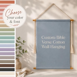 Custom Bible Verse Canvas Sign, Personalized  Scripture Wall Art, Bible Custom Wall Hanging Tapestry,  Variety of fabric background colours
