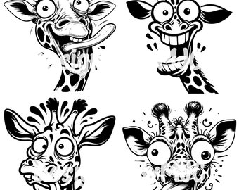 Funny Laughing Giraffe Face SVG PNG, Giraffe Clipart, Crazy Giraffe Cartoon Animal, Safari Giraffe Clipart png, Silly Face Giraffe svg
