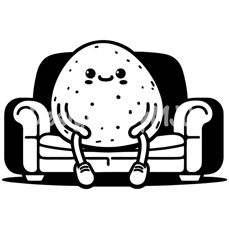 Couch Potato SVG Cartoon Couch Potato PNG Happy Couch Potato Clipart
