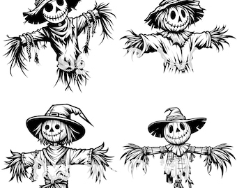 Scarecrow SVG, Halloween Scarecrow Images, Halloween Clipart, Spooky Fall svg, Autumn svg, Scary Scarecrow Svg