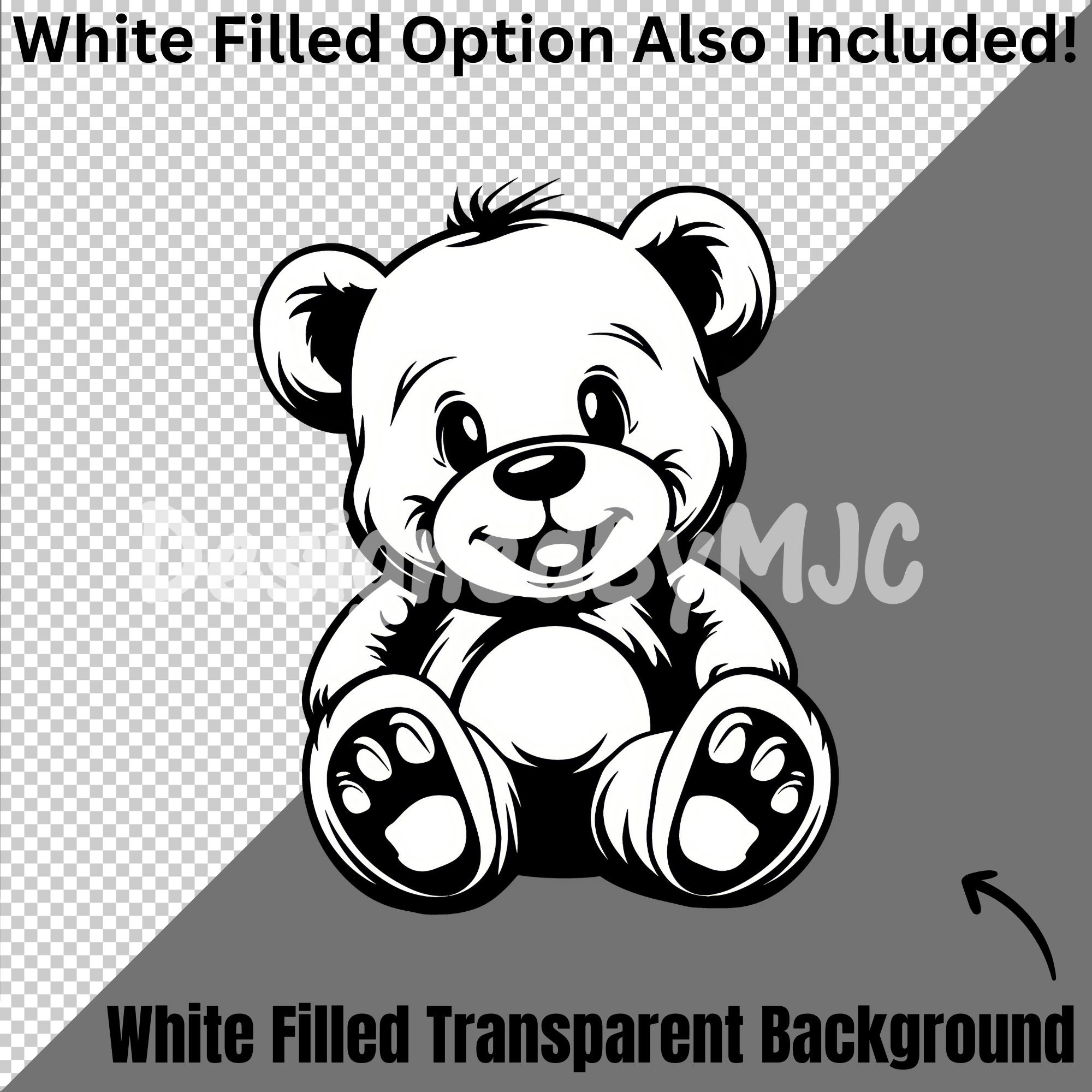 Teddy Bear SVG Clipart & PNG Files, Cute Bear Digital Clip Art, Cut ...