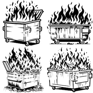 Incendie de benne à ordures SVG, SVG de poubelle, clipart poubelle, c'est beau, je vais bien Svg d'incendie de benne à ordures, feu de benne à ordures émotionnel, cette petite lumière à moi