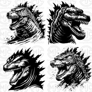 Godzilla SVG Clipart, SVG & PNG Files, Godzilla Graphics, Digital Clip Art, Cut Files for Cricut and Silhouette, Laser Engraving