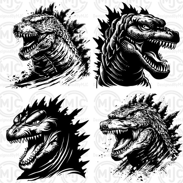 Godzilla SVG Clipart, SVG & PNG Files, Godzilla Graphics, Digital Clip Art, Cut Files for Cricut and Silhouette, Laser Engraving