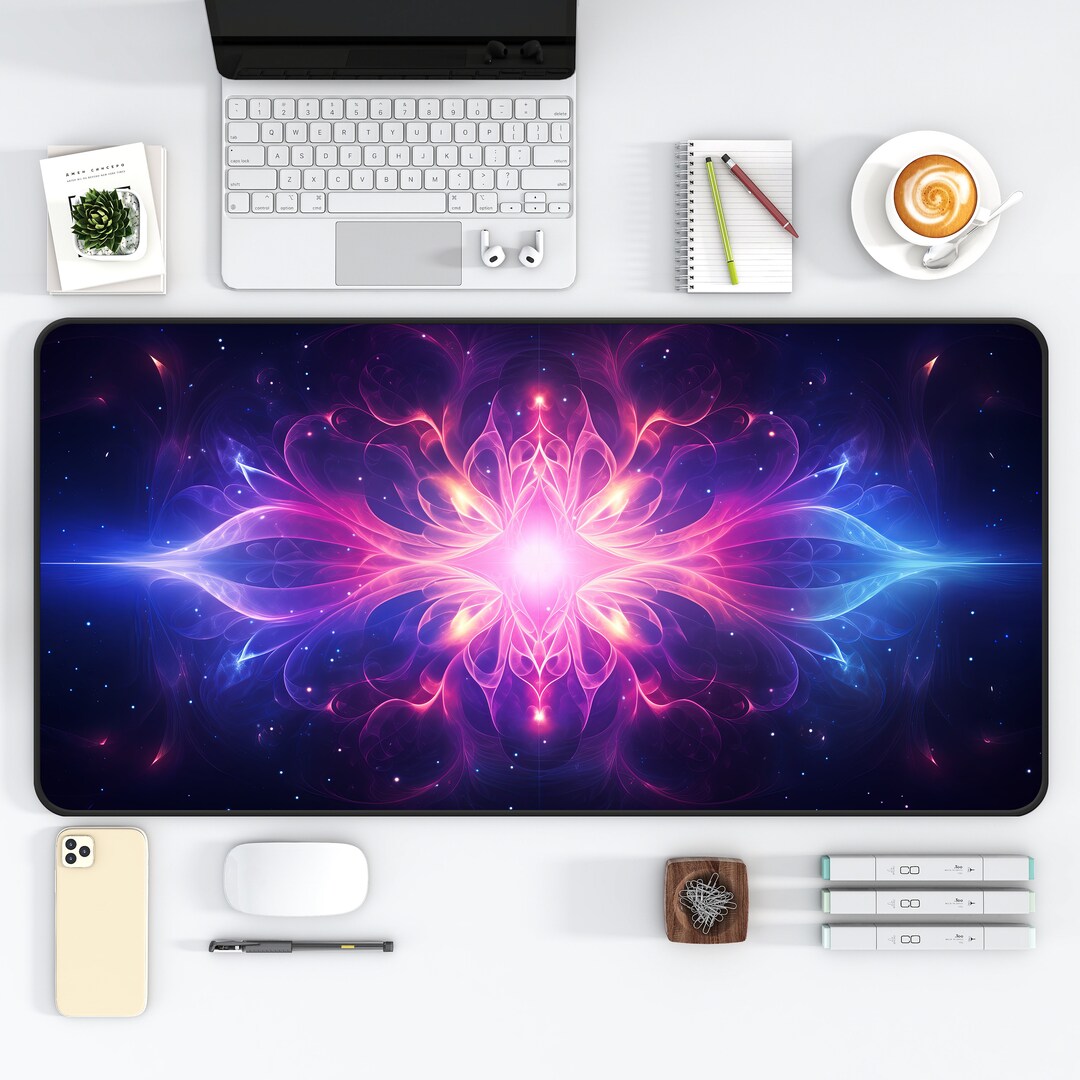 Cosmic Bloom Desk Mat, Aesthetic Desk Protector, Premium Desk Pad