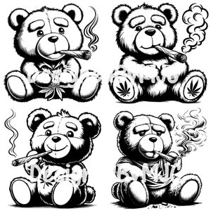 Rauchender Bär SVG Clipart & PNG-Dateien, Teddy rauchendes Unkraut, Gelenk Blunt Clipart, 420 svg, Dope Bär