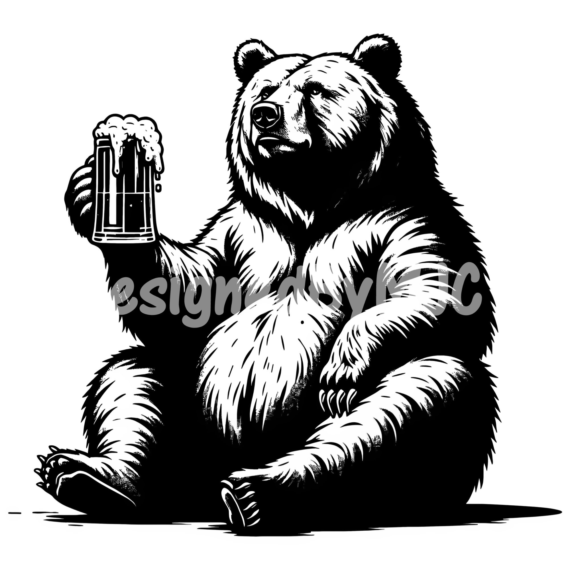 Bear Drinking Beer SVG Bundle Clipart & PNG Files, Camping Scene Vector