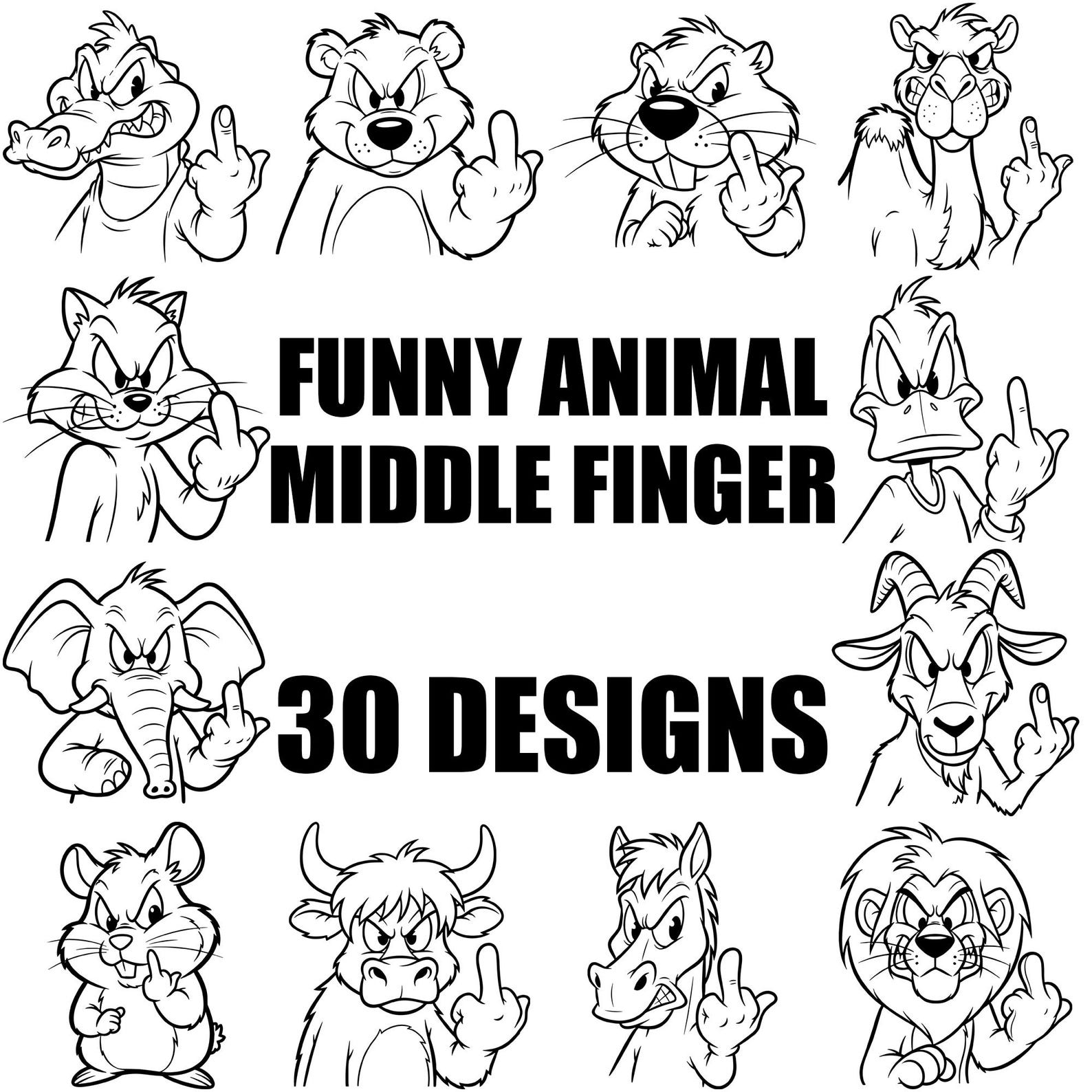 Funny Animal Middle Finger SVG Bundle | Funny Rude Animal Svg ...