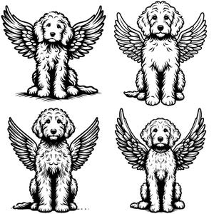 Goldendoodle Engelsflügel SVG PNG Bundle, Hundeliebhaber Clipart, Golden Doodle Vektorschnittdateien für Cricut, Silhouette & Craft-Projekte