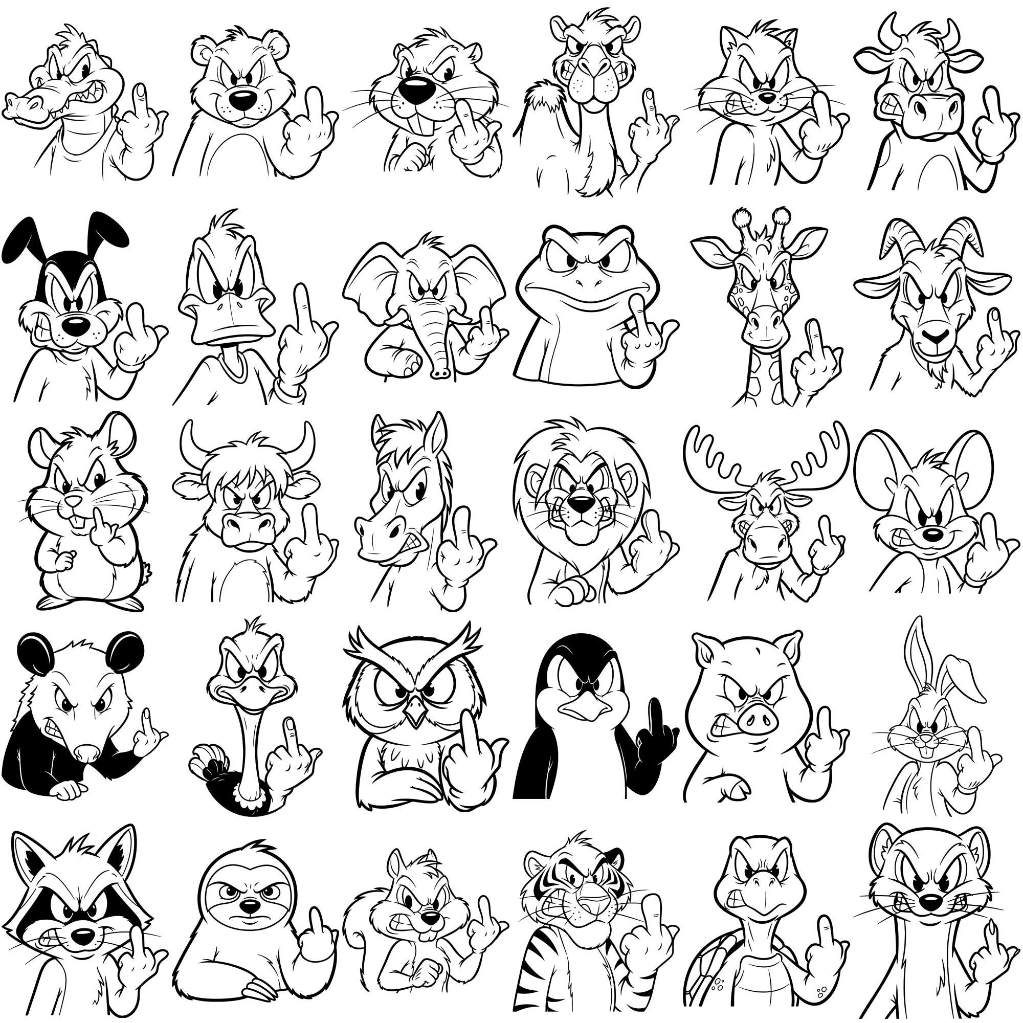 Funny Animal Middle Finger SVG Bundle | Funny Rude Animal Svg ...