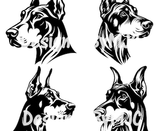 Doberman Pinscher SVG PNG Bundle, Dog Clipart, Doberman PNG Files, Doberman Silhouette, Pet Lover Design