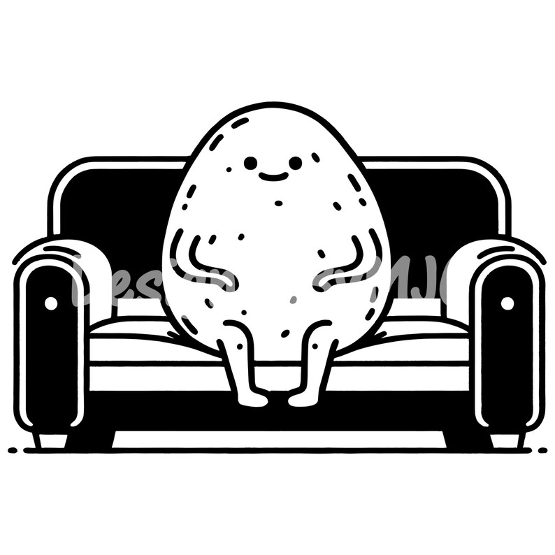 Couch Potato SVG Cartoon Couch Potato PNG Happy Couch Potato Clipart