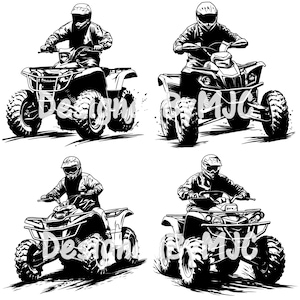 Bundle SVG quad tout-terrain et fichiers PNG, vecteur de VTT aventure quad, quad 4 roues svg, paquet de quad quad, quad avec cavalier svg