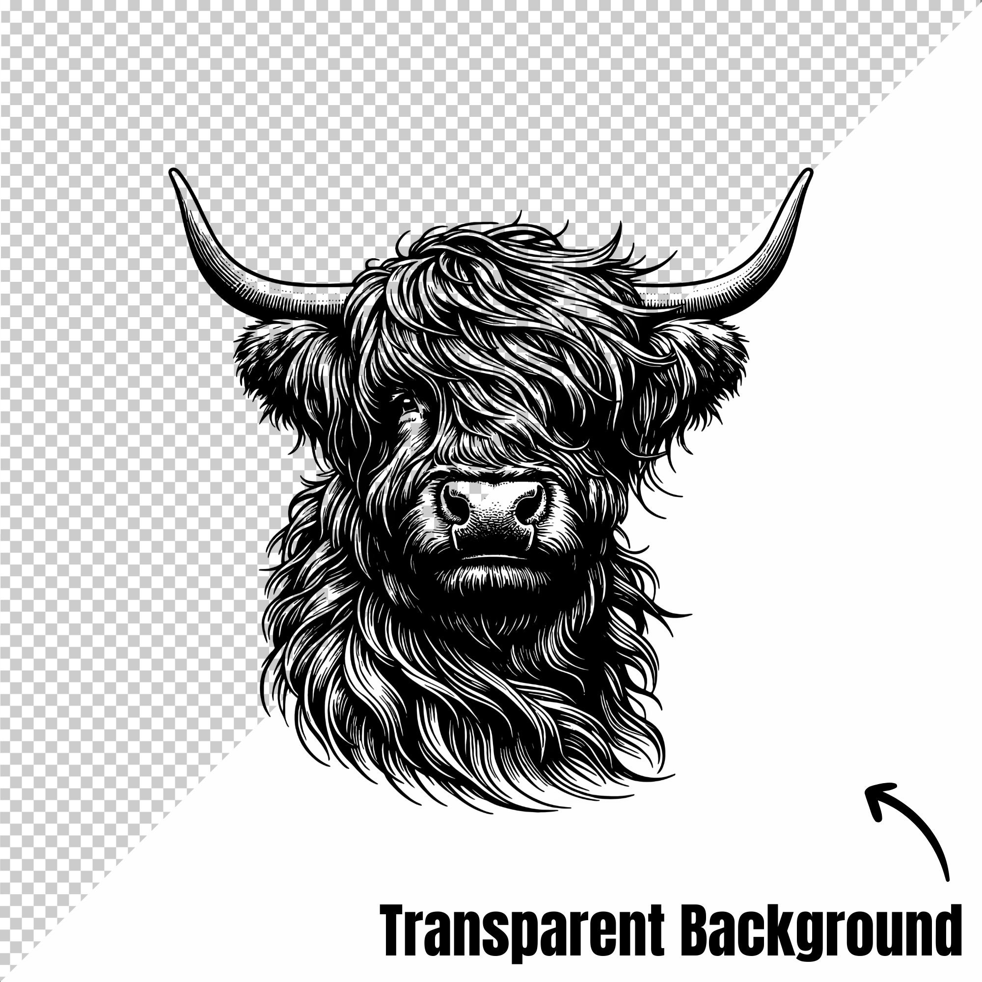 Highland Cow SVG Clipart & PNG Files, Highland Cow Head Vector, Cut ...