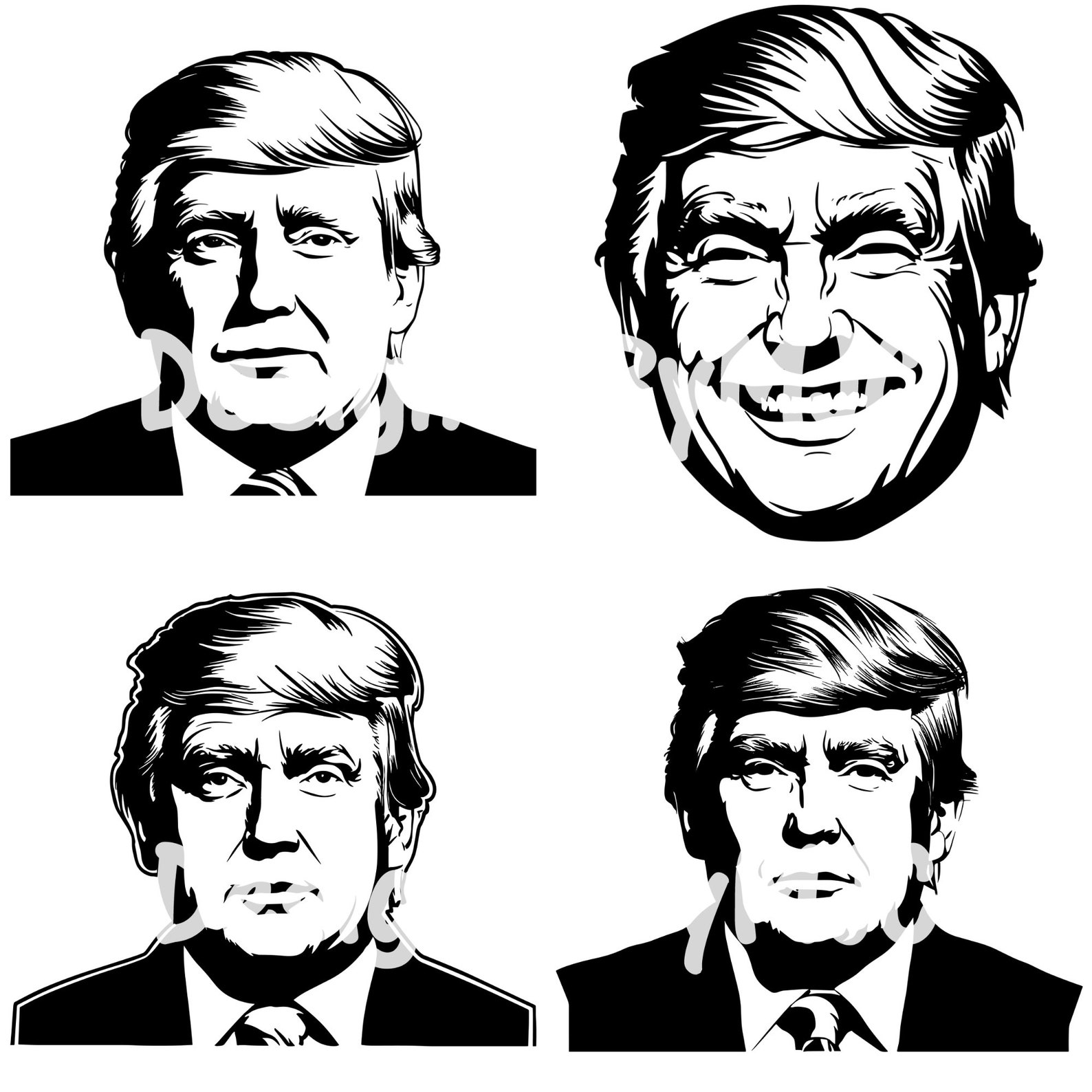 Trump SVG PNG Files, Donald Trump Face Clipart Silhouette Vector Image ...
