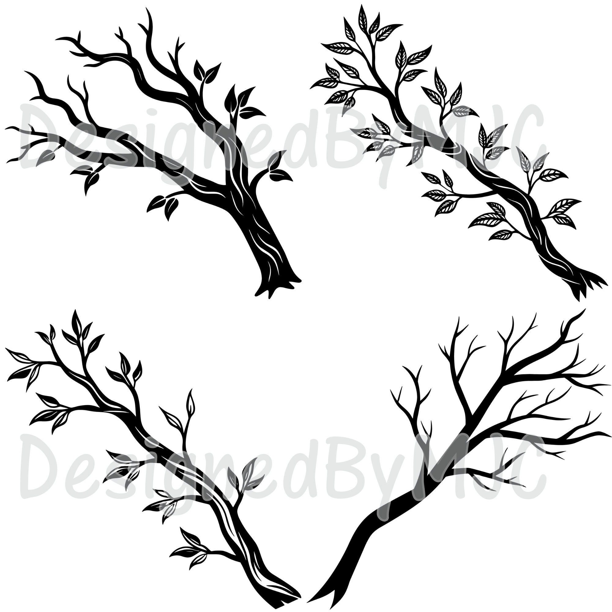 Tree Branch SVG Clipart & PNG Files, Branch PNG Graphics, Digital Clip ...