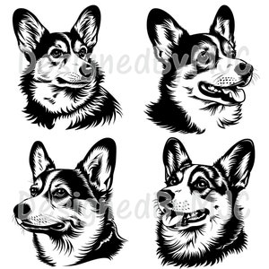 Corgis SVG Clipart, SVG- und PNG-Dateien, walisischer Pembroke Corgis, Schnittdateien für Cricut und Silhouette, Lasergravur