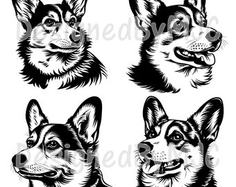 Corgi SVG Clipart, SVG & PNG Files, Pembroke Welsh Corgi, Cut Files for Cricut and Silhouette, Laser Engraving
