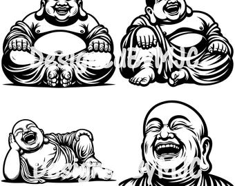 Laughing Buddha SVG bundle, Budai PNG, Smiling Buddha Clipart, Buddha Vector, Fat Buddha, Smiling Buddha Zen svg