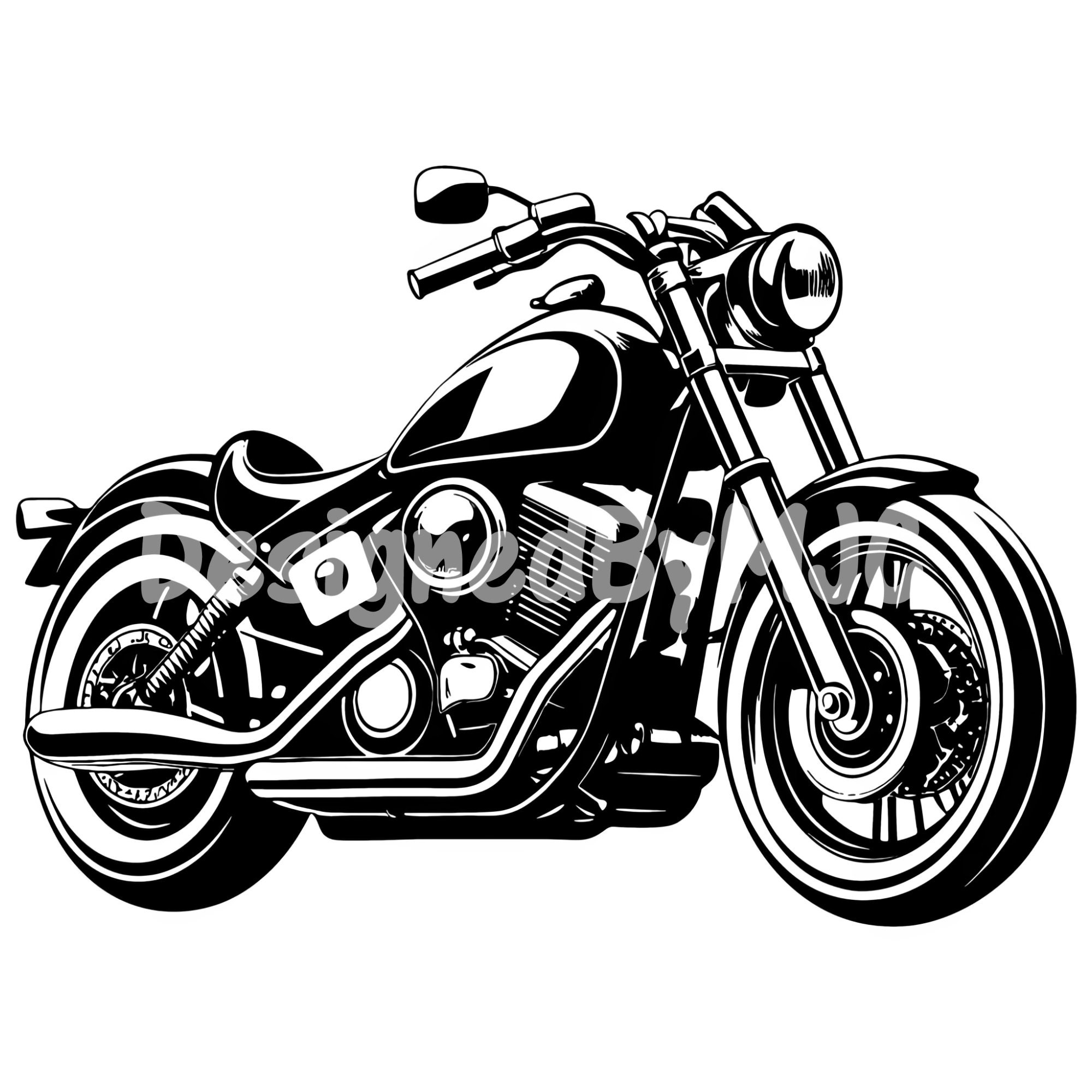 Motorcycle SVG Clipart, SVG & PNG Files, Chopper Biker Digital Clip Art