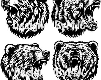 Archivos SVG y PNG de imágenes prediseñadas de oso grizzly, imágenes prediseñadas digitales de oso grizzly, oso grizzly feroz, oso enojado svg