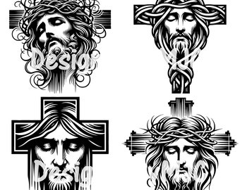 Jesus Cross SVG Bundle PNG Files, Crucifix svg, Christian Cross SVG, Cross Svg, Easter Svg, Religious Svg, Jesus Svg