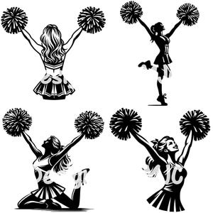 Cheerleader SVG, Cheerleading SVG, Cheer SVG, Cheerleader Silhouette, Cheer Pom Svg Png, Cheer Silhouette