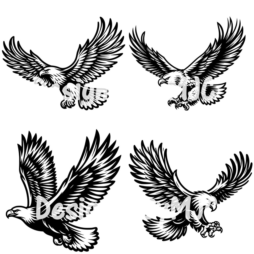 Flying Eagle SVG Clipart PNG, Bald Eagle Graphics, Digital Clip Art ...