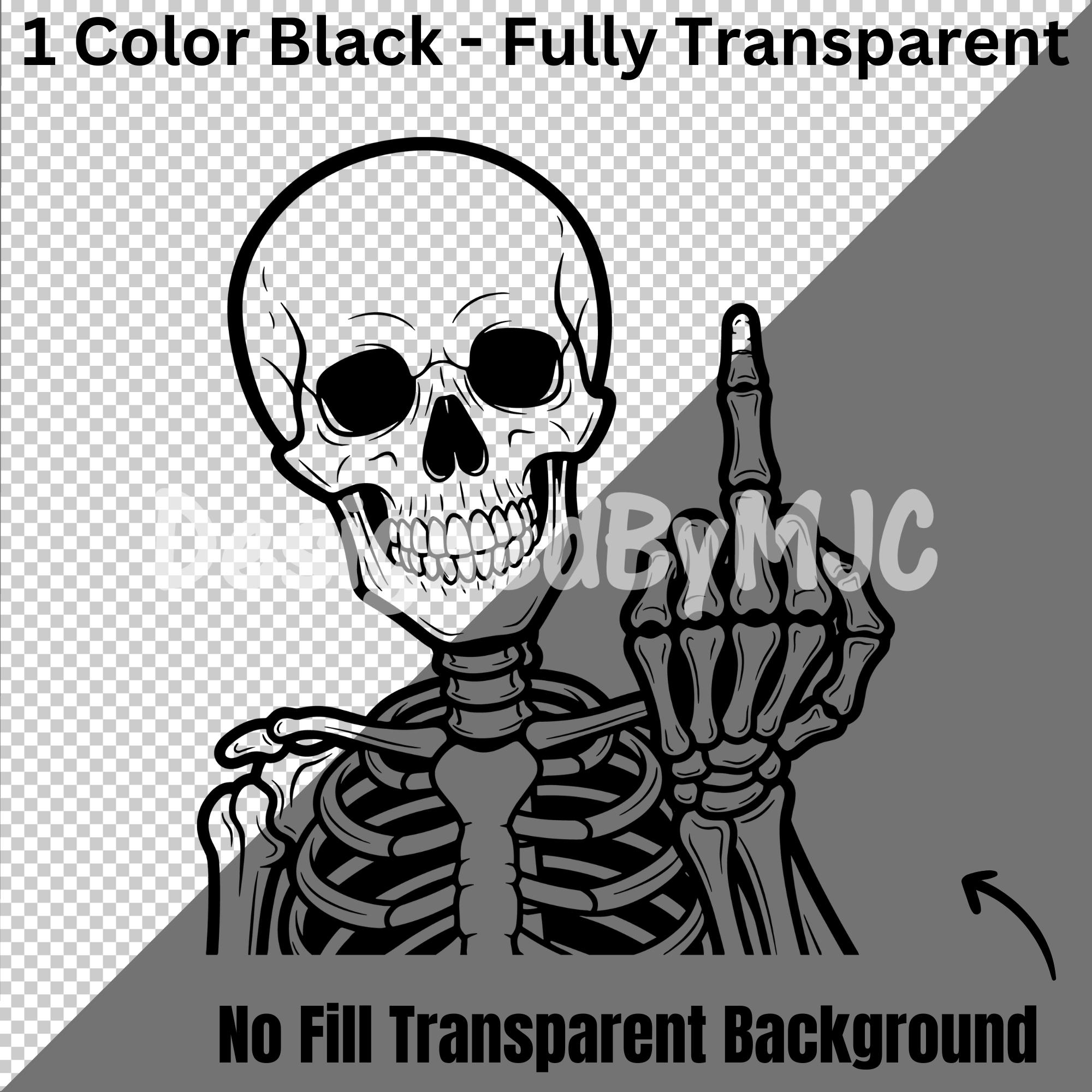 Skull Rude Skeleton Giving the Middle Finger SVG | Funny Rude Skeleton SVG ...