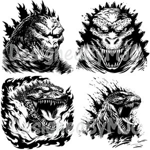 Godzilla SVG Clipart & PNG Files, Godzilla Graphics, Digital Clip Art, Cut Files for Cricut and Silhouette, Laser Engraving