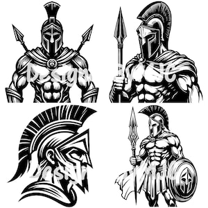 Bundle SVG spartiate, clipart guerrier spartiate, SVG guerrier de la Grèce antique, clipart guerrier, guerrier Svg, svg histoire ancienne, Svg gladiateur