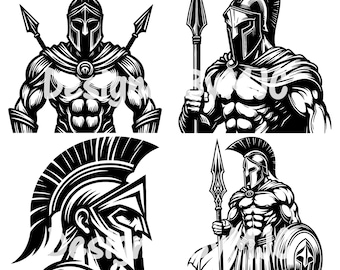 Spartan SVG Bundle, Spartanischer Krieger Clipart, Altgriechischer Krieger SVG, Krieger Clipart, Krieger zwar, alte Geschichte svg, Gladiator Lieferbar
