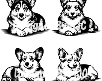 Corgi Dog Laying Crossed Paws SVG Clipart PNG Files, Corgi Vector Cut Files, Corgi png Sublimation