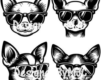 Chihuahua Wearing Sunglasses SVG PNG Files, Chihuahua Graphics, Chihuahua svg, Sunglasses svg, Cool Chihuahua svg