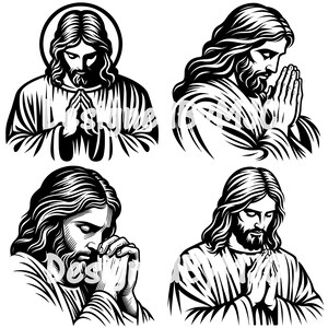 Bundle di file PNG SVG di Gesù che prega, Crocifisso svg, Croce cristiana SVG, Croce Svg, Pasqua Svg, Religioso Svg, Gesù Svg