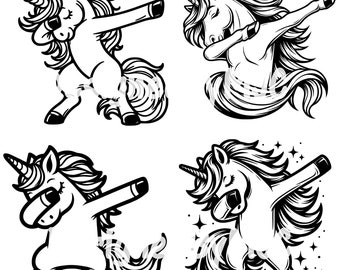 Dabbing Unicorn SVG Bundle PNG Files, Dabbing Dancing svg Files, Unicorn Cricut, Silhouette Cut File PNG Flossing Unicorn