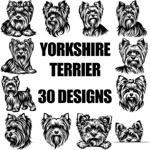 Yorkshire Terrier SVG Bundle, Cute Yorkie Clipart, Dog Breed PNG Files, Terrier Silhouette Art, Yorkshire Terrier Digital Designs